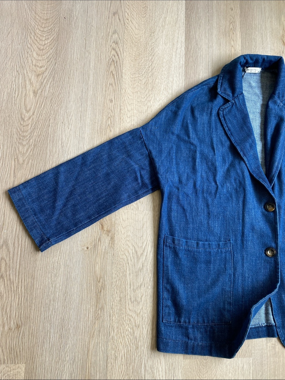 Vanessa Milano Italy Denim Oversized Blazer Jacket 100% Cotton S - Picture 8 of 13